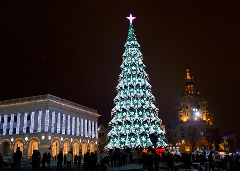 Kiev-Le sapin de Noel place de l'Independance