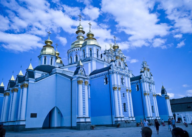 Ukraine-Kiev-Monastère Saint Michel au Dome d'or, l'un des plus anciens monastères de Kiev-Début du XII eme siecle-Détruit dans les années 1930-Période soviétique-Reconstruit dans les années 1990 en style baroque Ukrainien